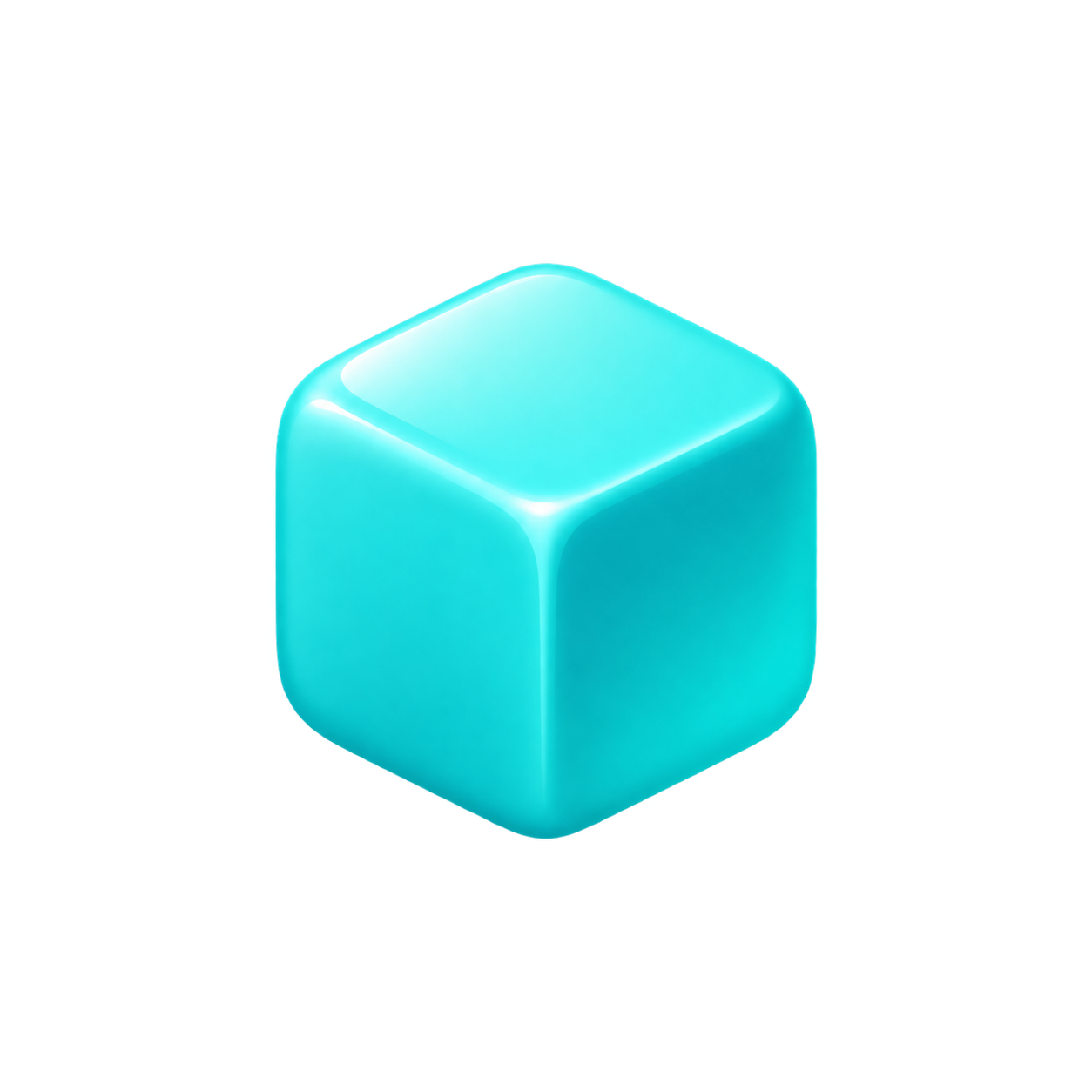 Türkisfarbener Würfel als Icon